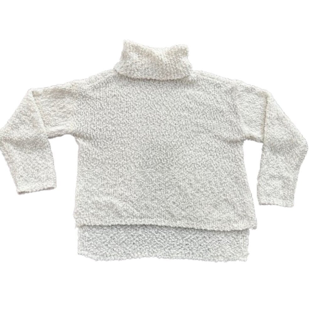 NORDSTROM Bobeau Boucle Cream Knit Turtleneck Sweater Size Medium